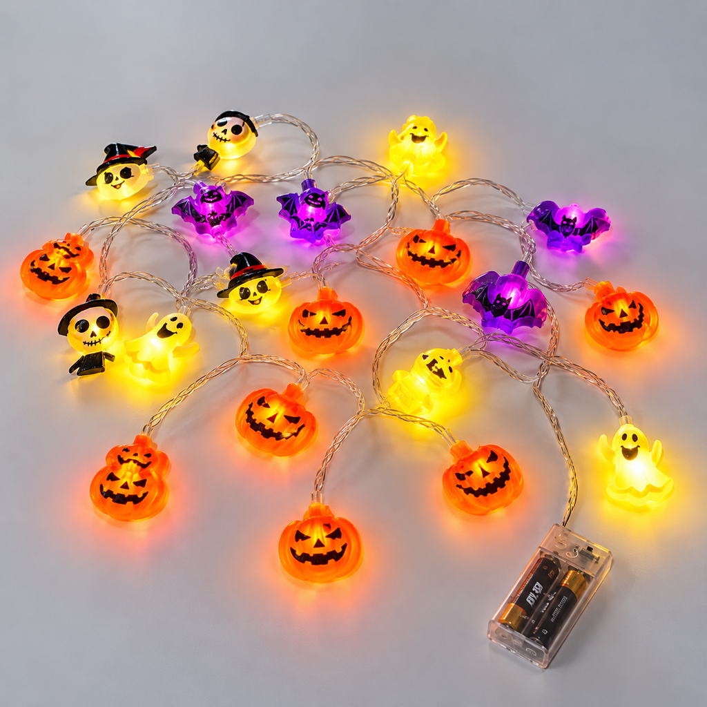 Glowy™ Halloween LED String Lights – Pumpkin, Ghost & Spider