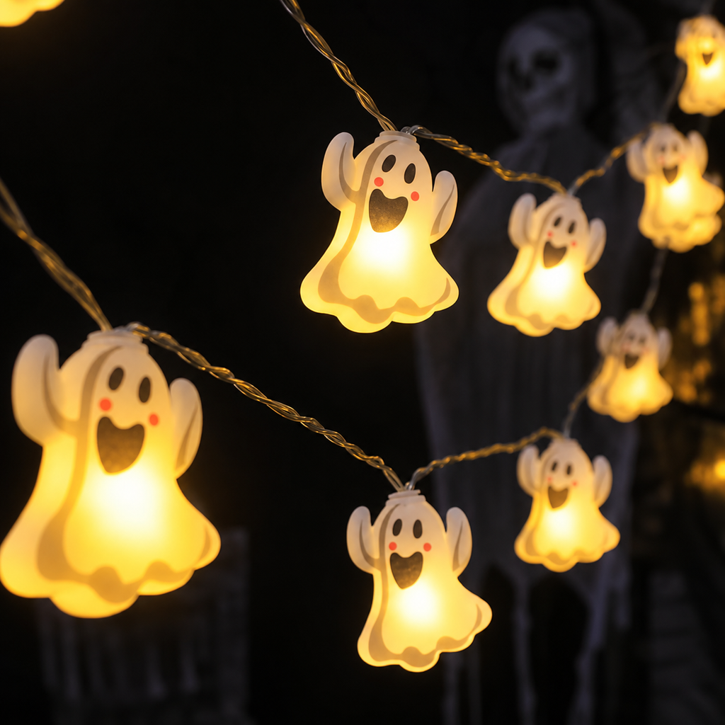 Glowy™ Halloween LED String Lights – Pumpkin, Ghost & Spider