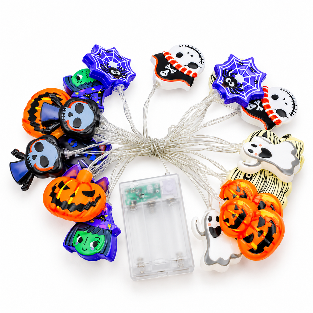Glowy™ Halloween LED String Lights – Pumpkin, Ghost & Spider