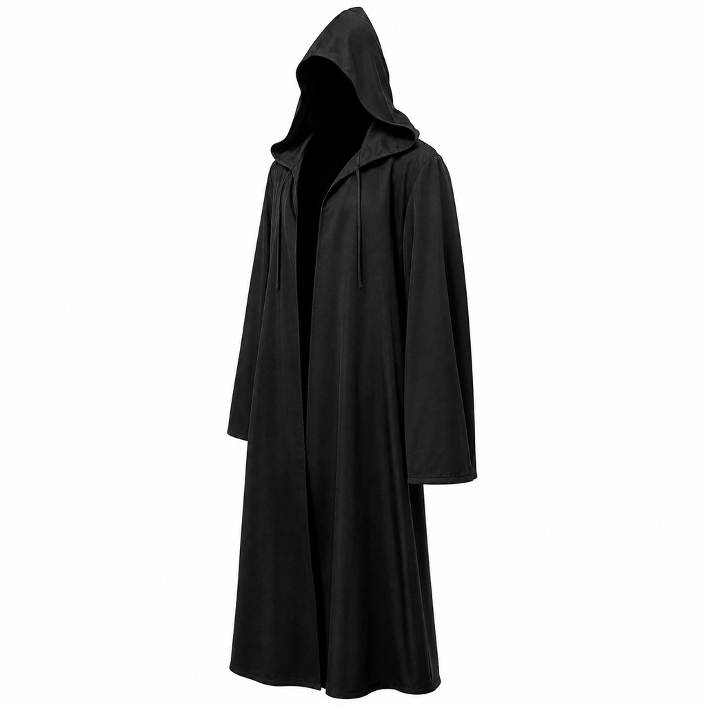 Glowy™ Black Hooded Wizard Robe for Halloween Cosplay