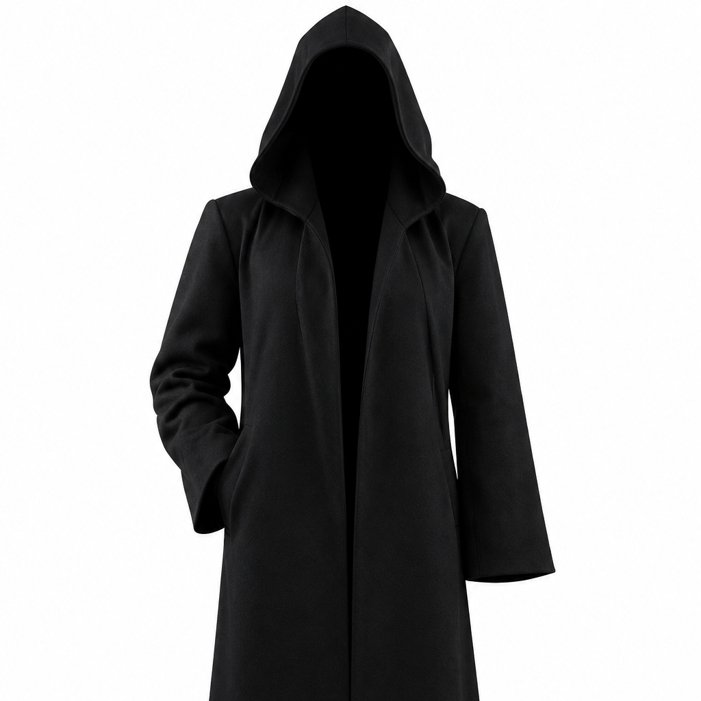 Glowy™ Black Hooded Wizard Robe for Halloween Cosplay