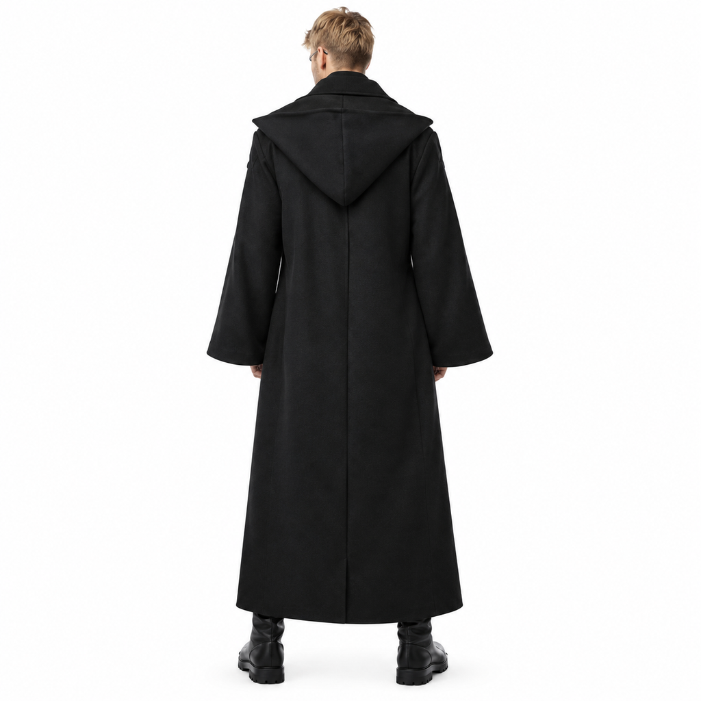 Glowy™ Black Hooded Wizard Robe for Halloween Cosplay