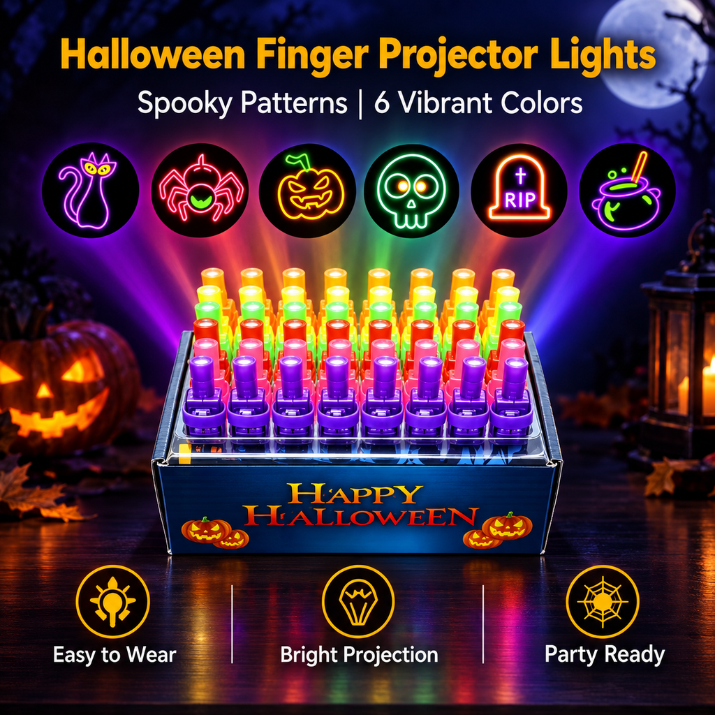 Glowy™ Halloween Finger Projector Lights – 12 Spooky Patterns