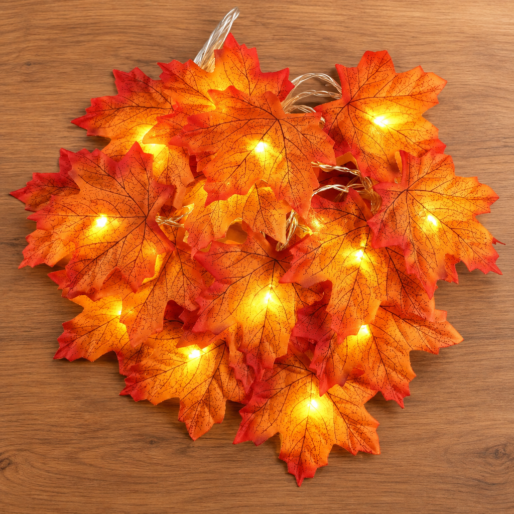 Glowy™ Halloween Maple Leaf LED Garland