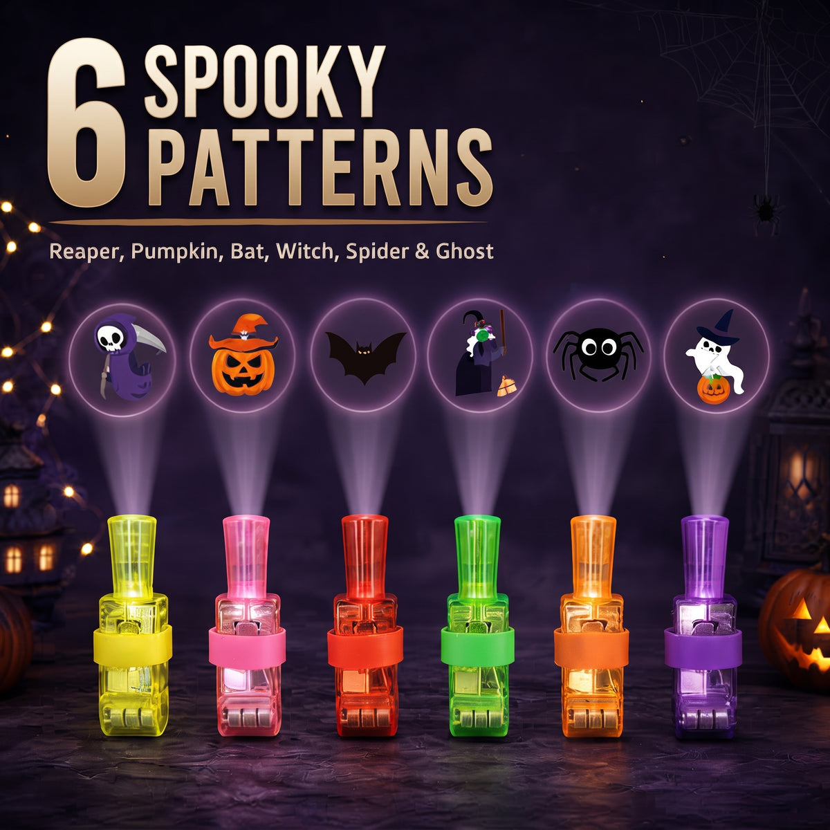 Glowy™ Halloween Finger Projector Lights – 36-Piece Spooky Party Set