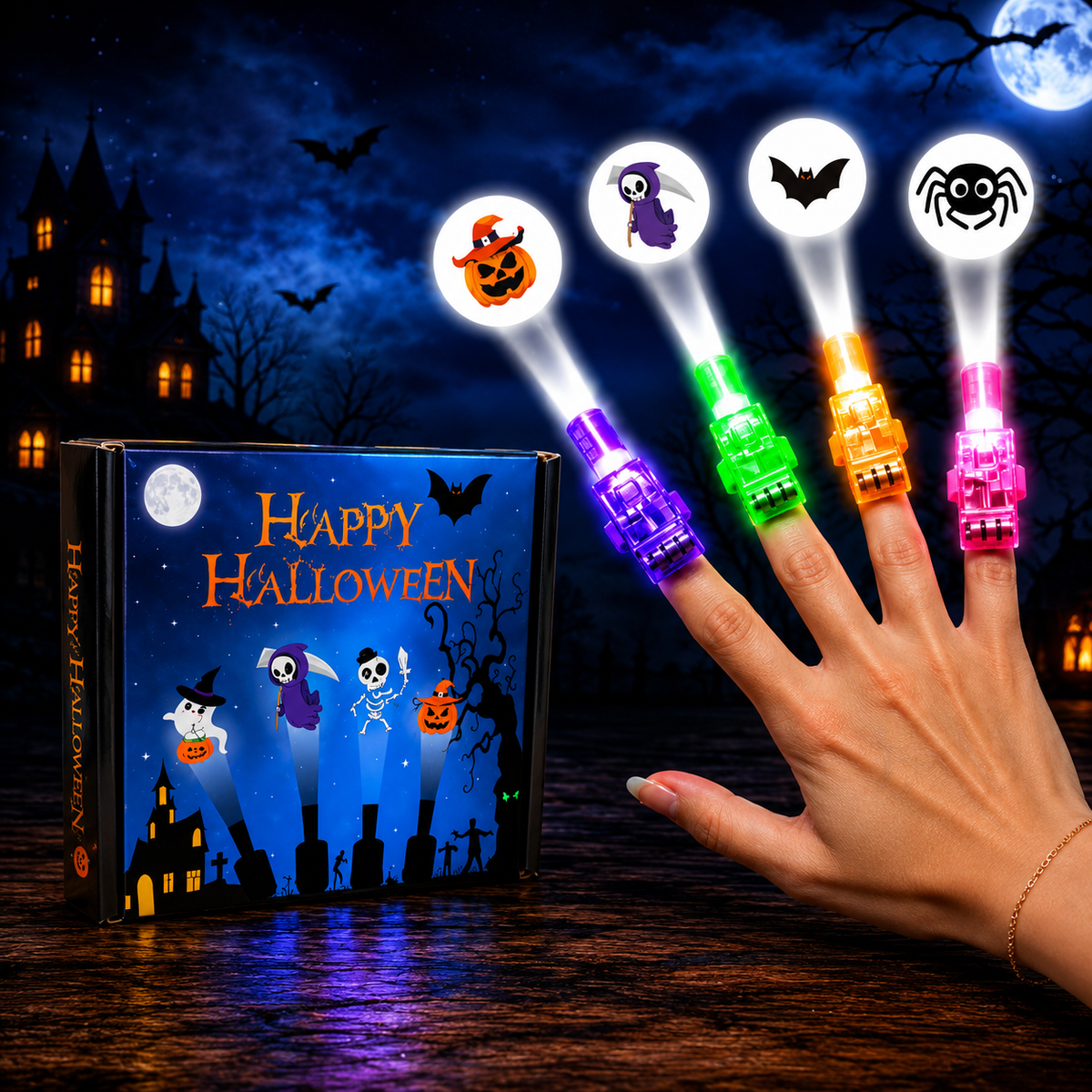 Glowy™ Halloween Finger Projector Lights – 12 Spooky Patterns