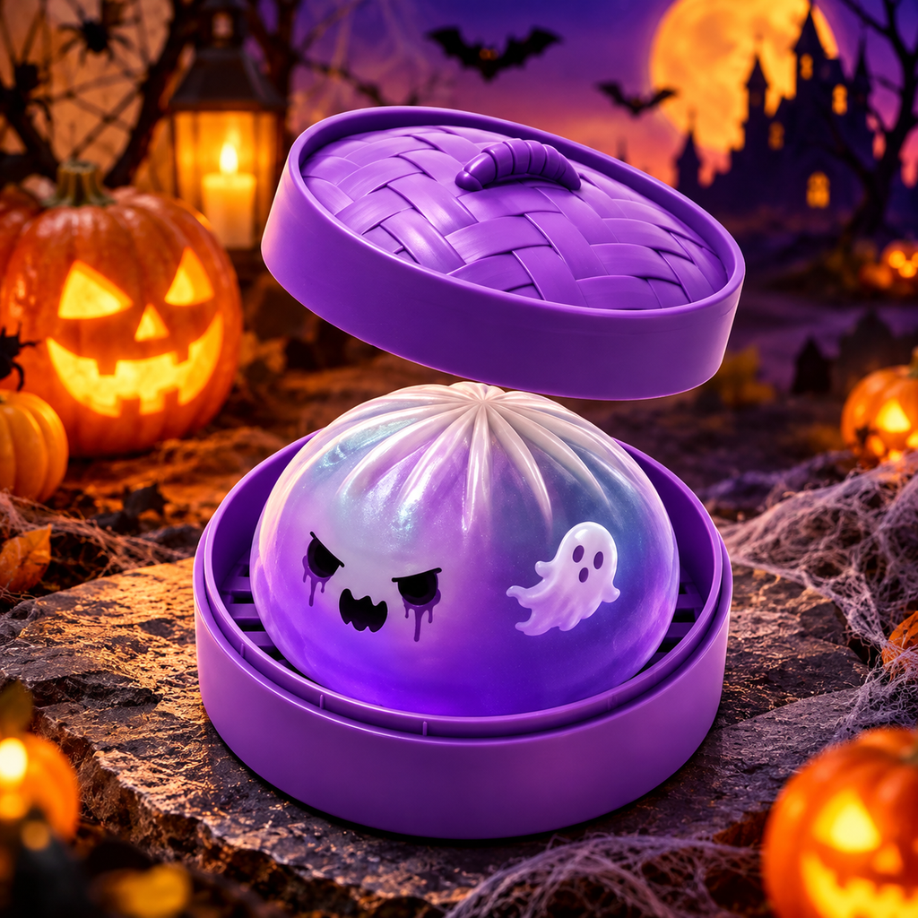 Halloween Ghost Squishy Toy, Soft Slow Rebound Glitter Sensory Stress Relief Toy, Purple Decompression Fidget Gift