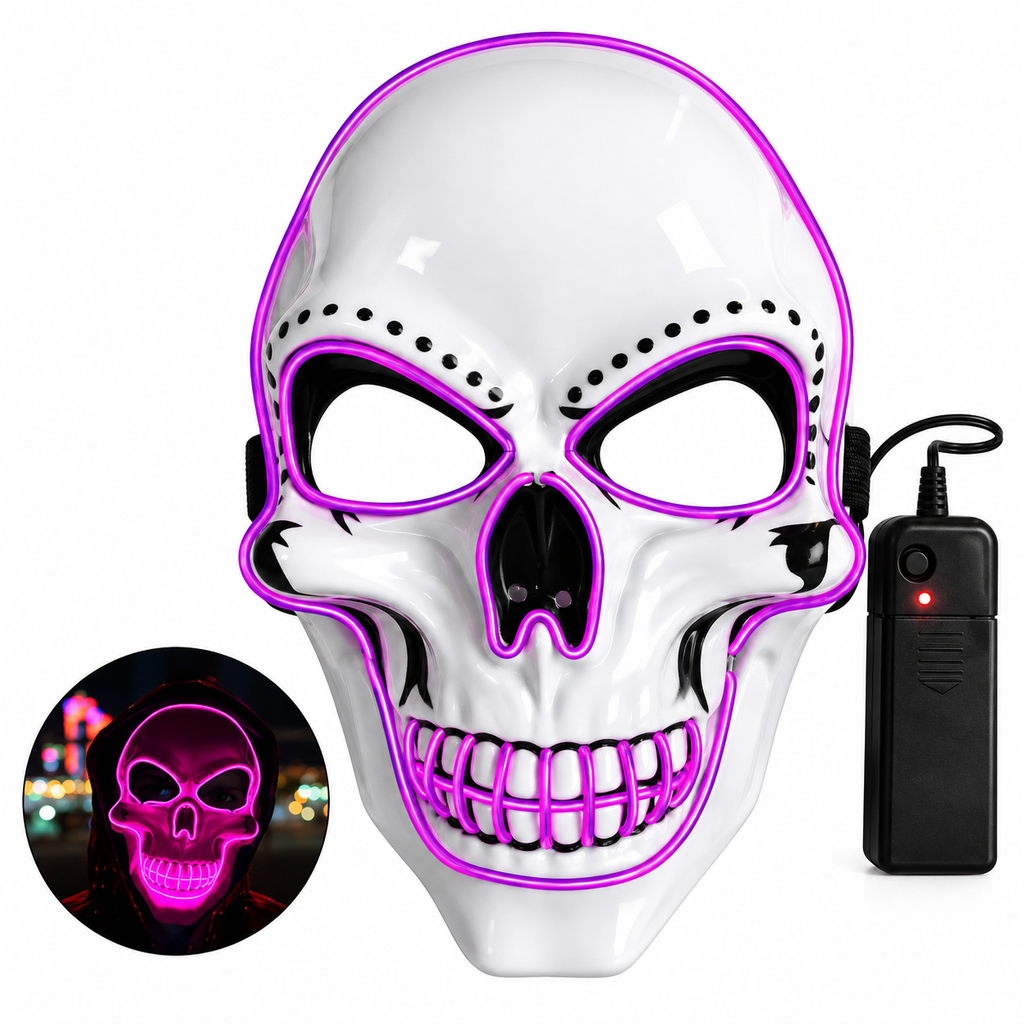Glowy™ LED Skull Halloween Mask – Colorful Light-Up Costume