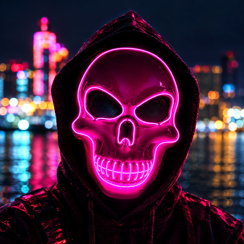 Glowy™ LED Skull Halloween Mask – Colorful Light-Up Costume