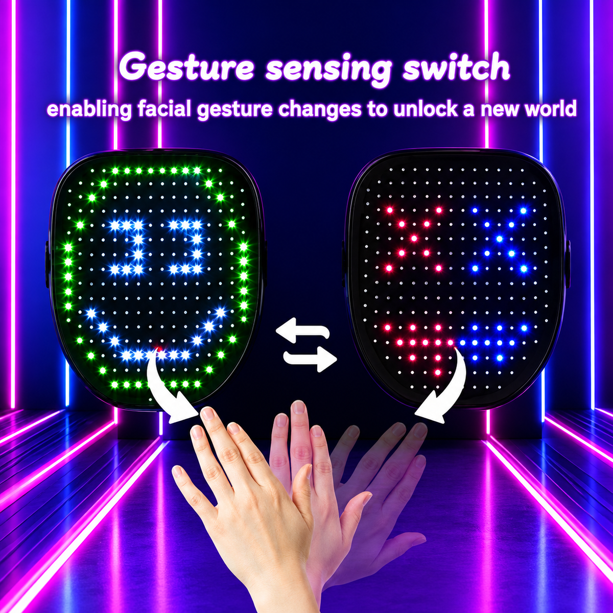 Glowy™ Gesture-Controlled LED Halloween Mask – 50 Light-Up Patterns