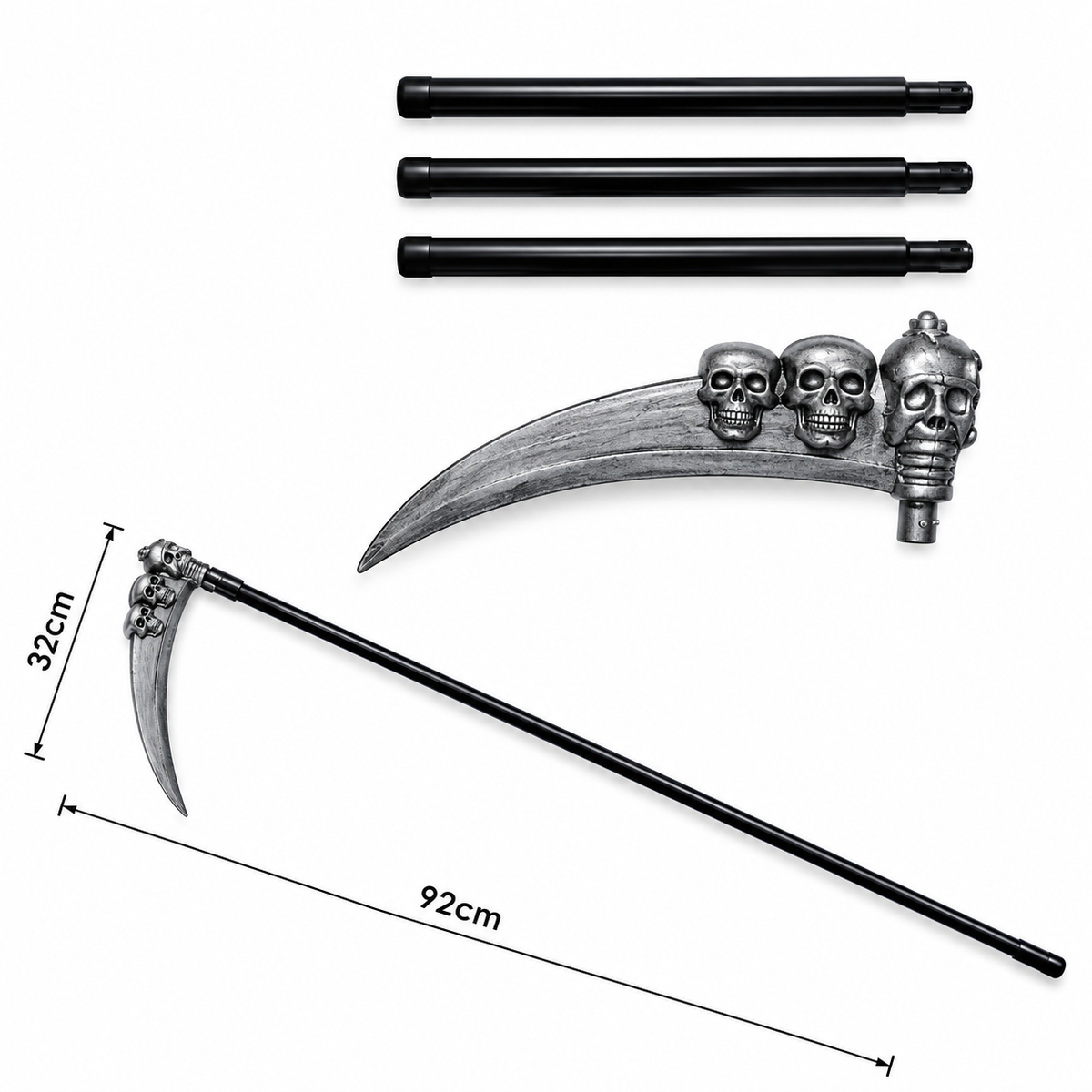 Glowy™ Grim Reaper Halloween Costume – Glowing Eyes & Scythe