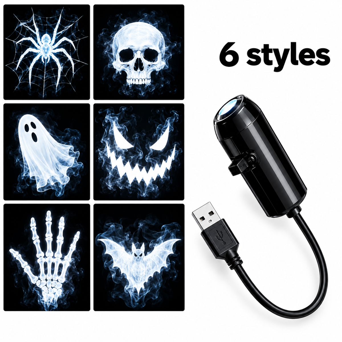 Glowy™ Halloween Projector Light – 12 Spooky Patterns & 360° Rotation