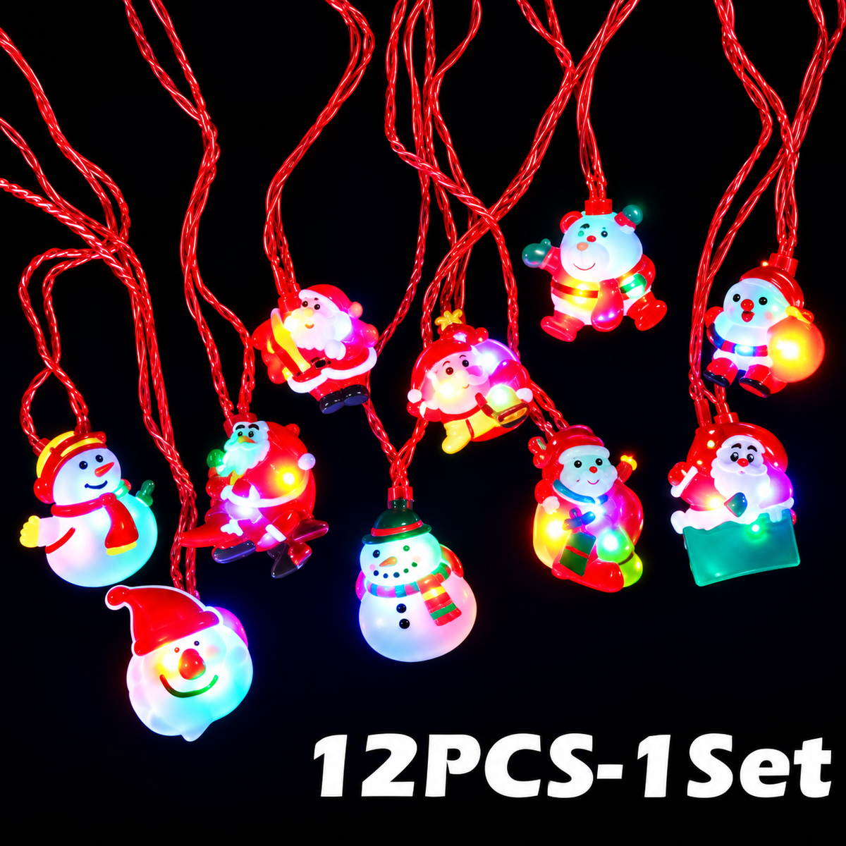 Glowy™ Halloween LED Glow Necklace & Wristband Set – 24-Piece Party Favors
