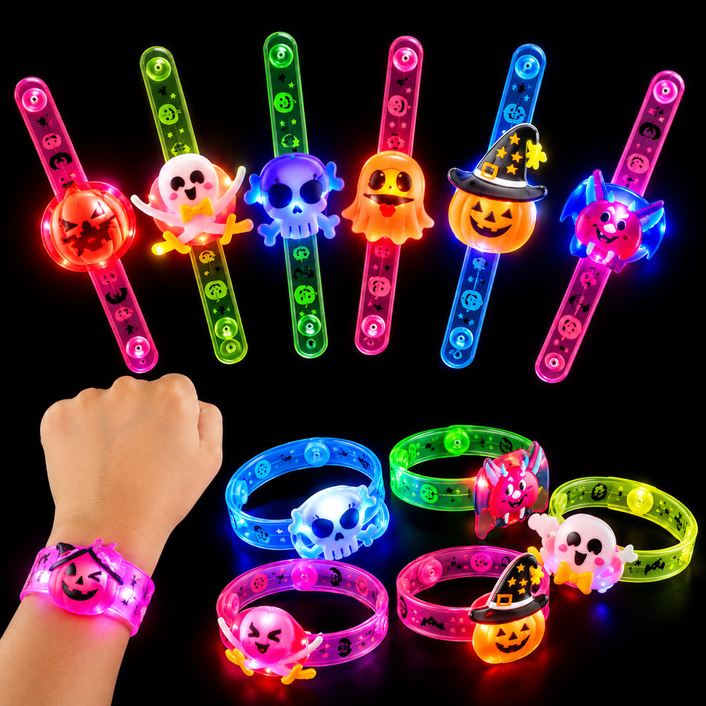 Glowy™ Halloween LED Glow Necklace & Wristband Set – 24-Piece Party Favors