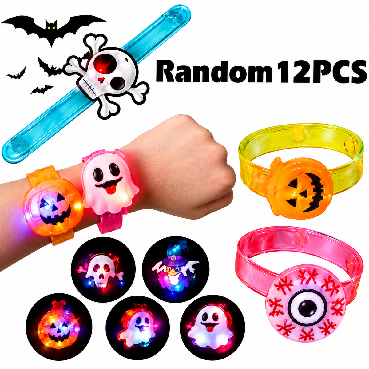 Glowy™ Halloween LED Glow Necklace & Wristband Set – 24-Piece Party Favors