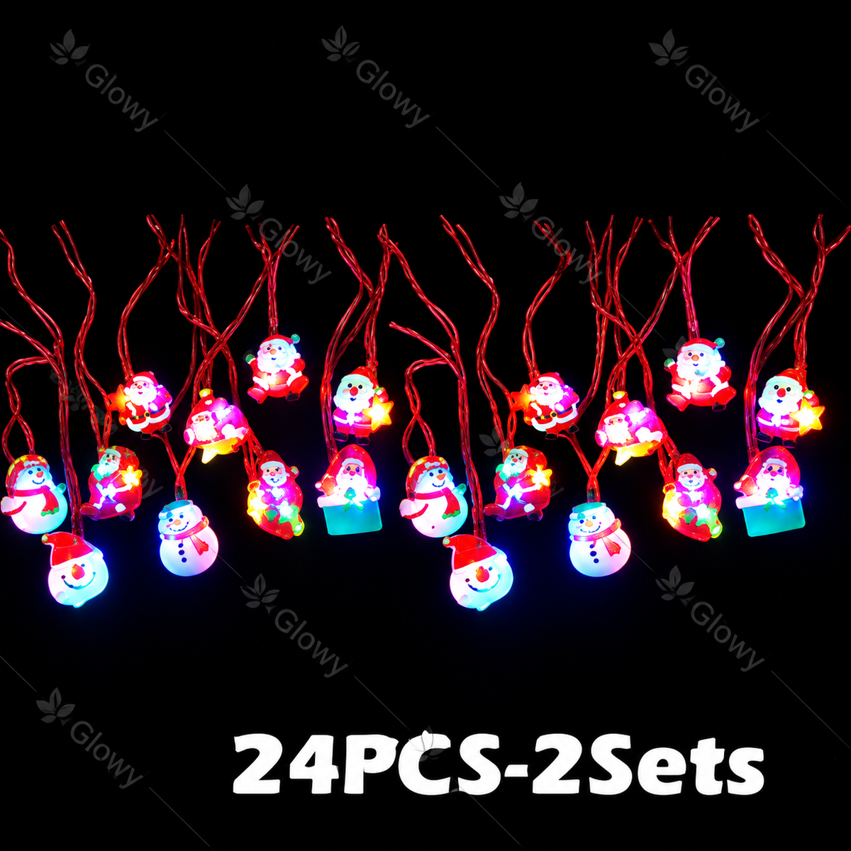 Glowy™ Halloween LED Glow Necklace & Wristband Set – 24-Piece Party Favors