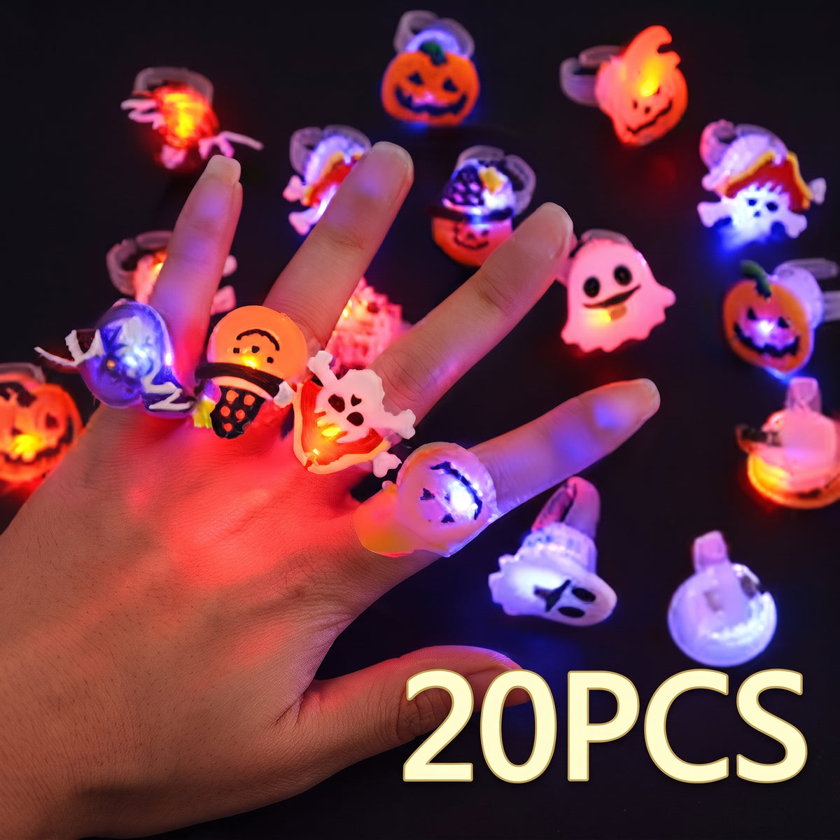 Glowy™ Halloween LED Glow Rings & Bracelets – 10/20PCS
