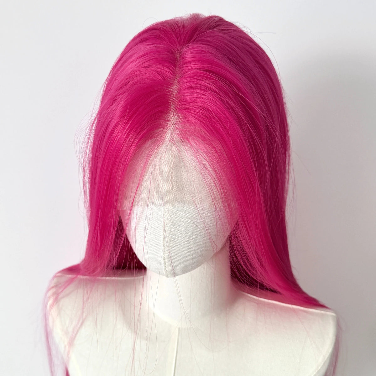 Glowy™ 26" Pink Lace Front Wig – Long Straight Heat-Resistant Synthetic Hair