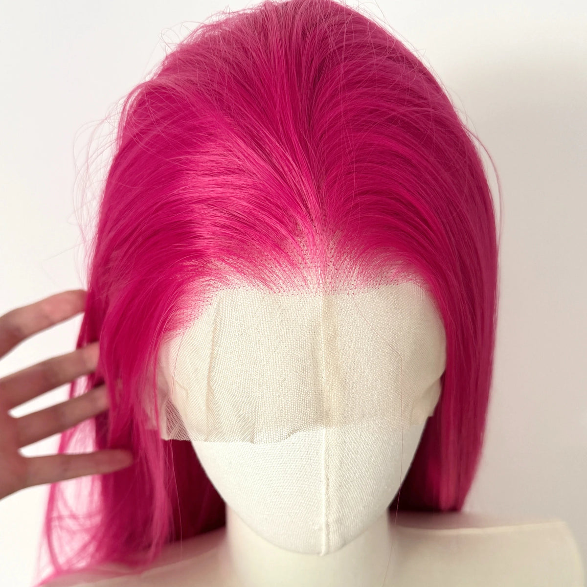 Glowy™ 26" Pink Lace Front Wig – Long Straight Heat-Resistant Synthetic Hair