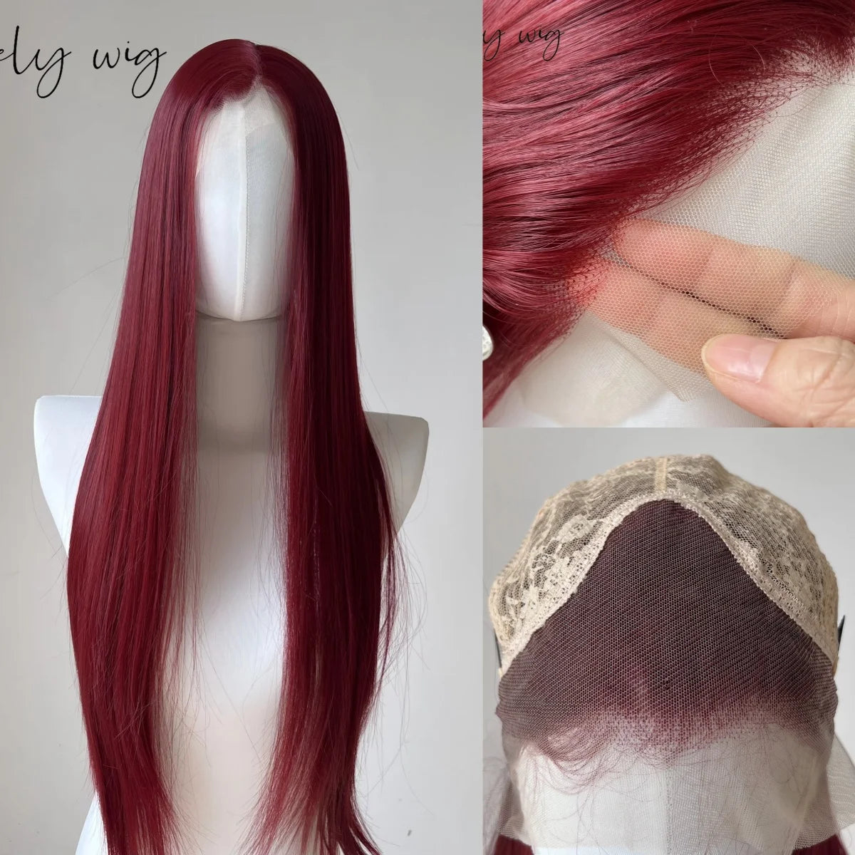 Glowy™ 26" Pink Lace Front Wig – Long Straight Heat-Resistant Synthetic Hair