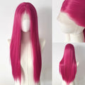Glowy™ 26" Pink Lace Front Wig – Long Straight Heat-Resistant Synthetic Hair