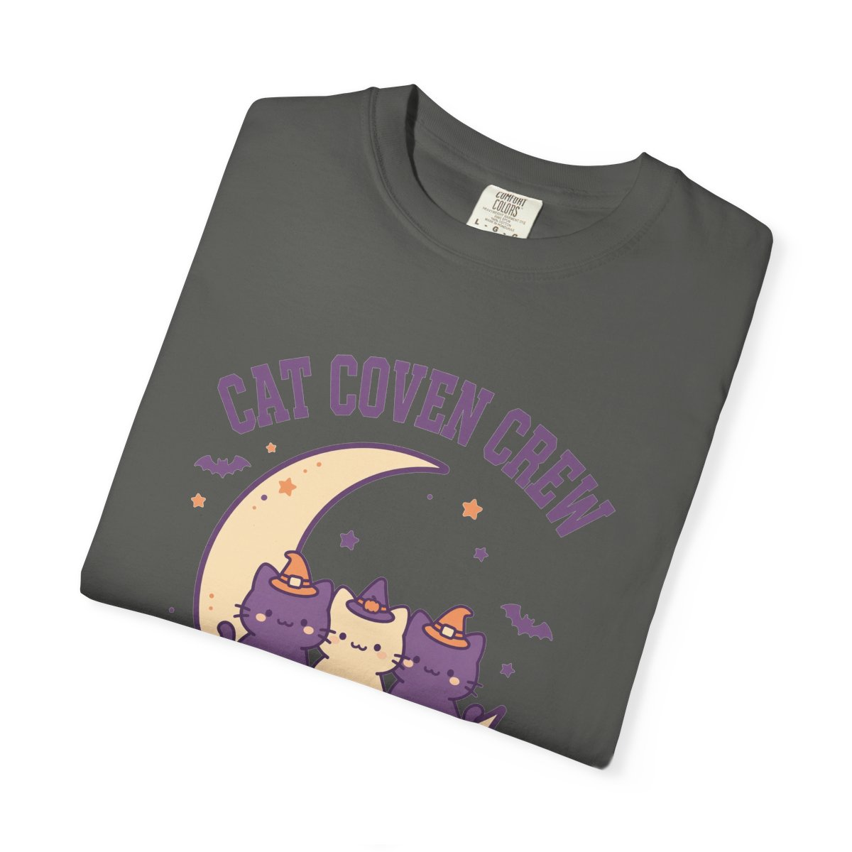 Cat Coven Crew Halloween Shirt - folded flat lay