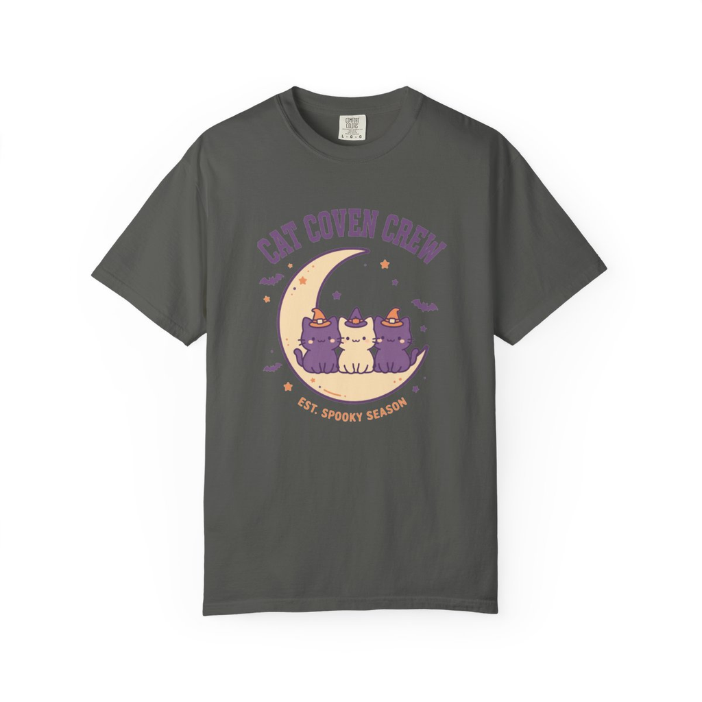 Cat Coven Crew Halloween Shirt - flat front view