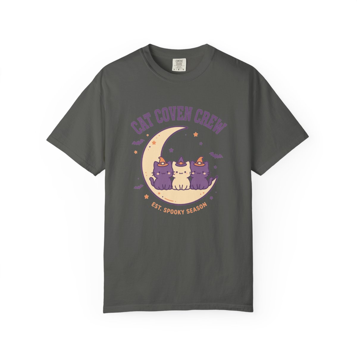Cat Coven Crew Halloween Shirt - flat front view