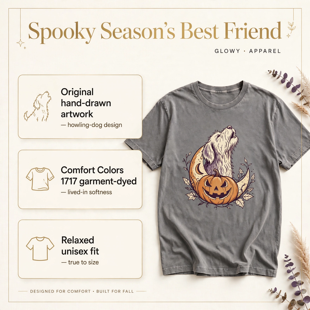 Moonlight Howl Dog – comfort/fit/design benefit cards