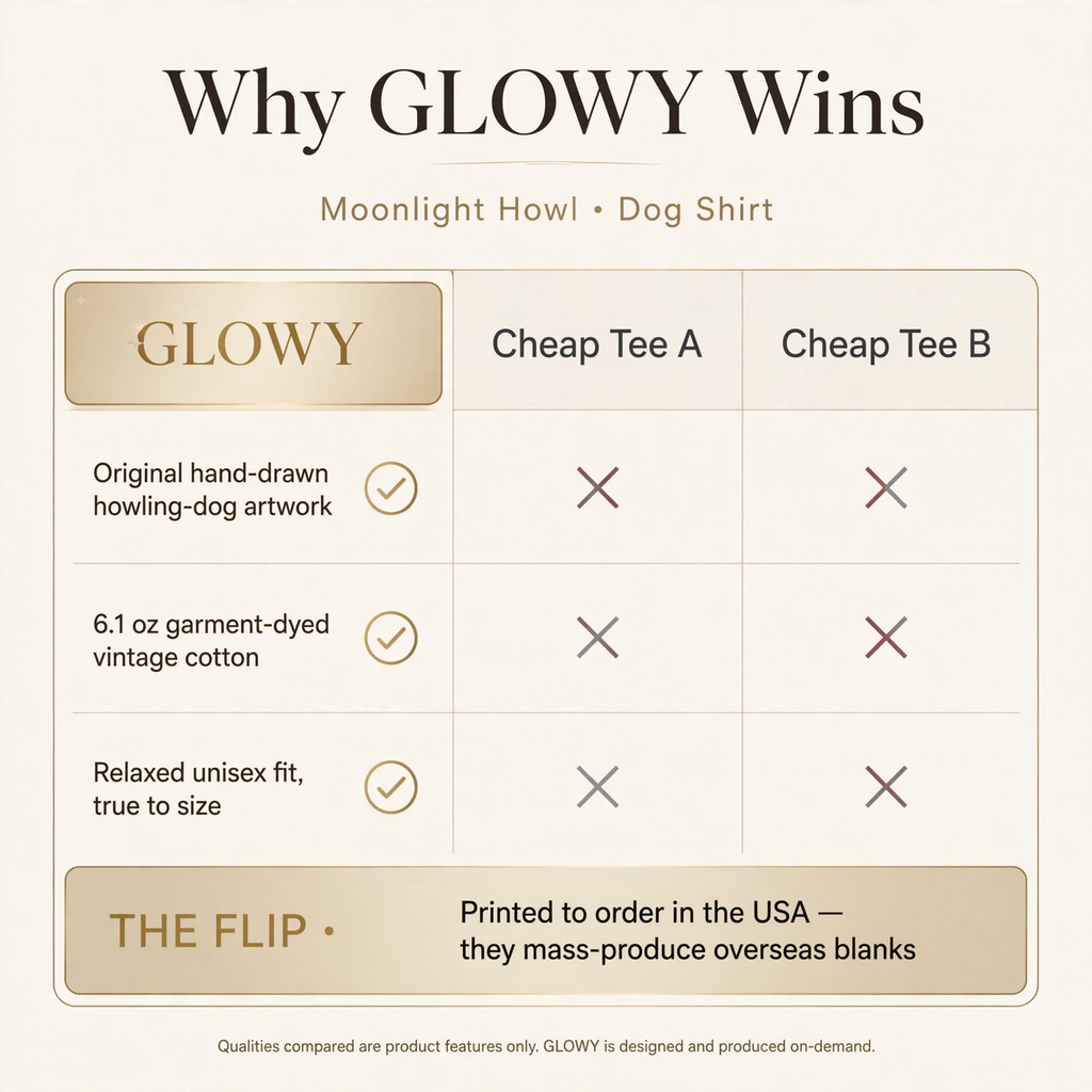 Moonlight Howl Dog – vs generic low-quality tees