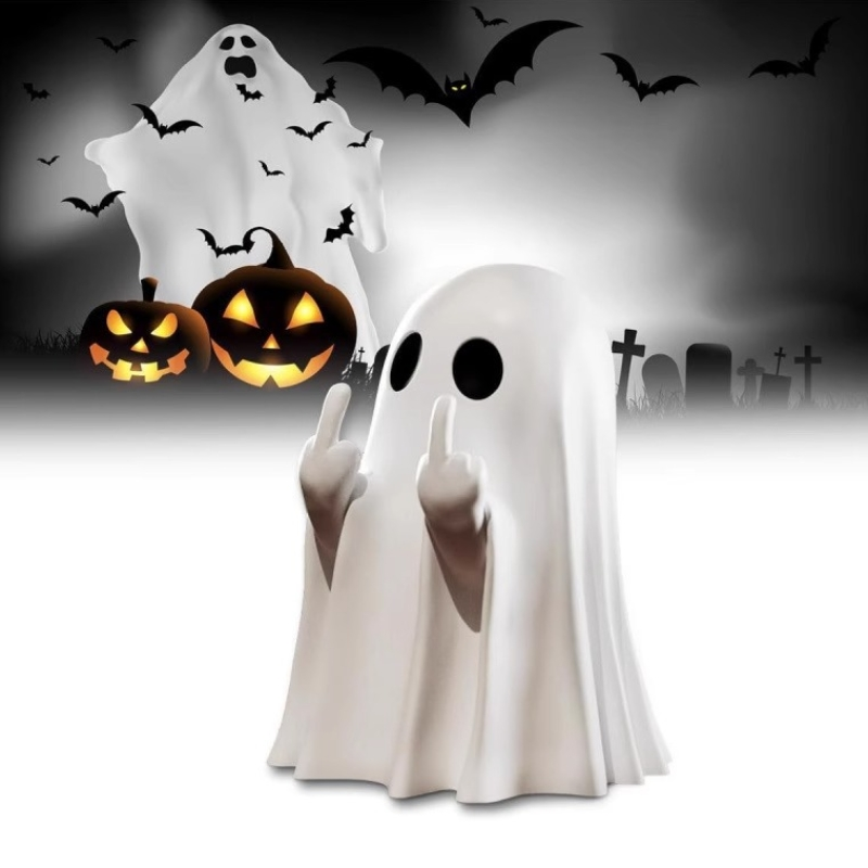 Ghost Halloween statue - middle-finger design, hero