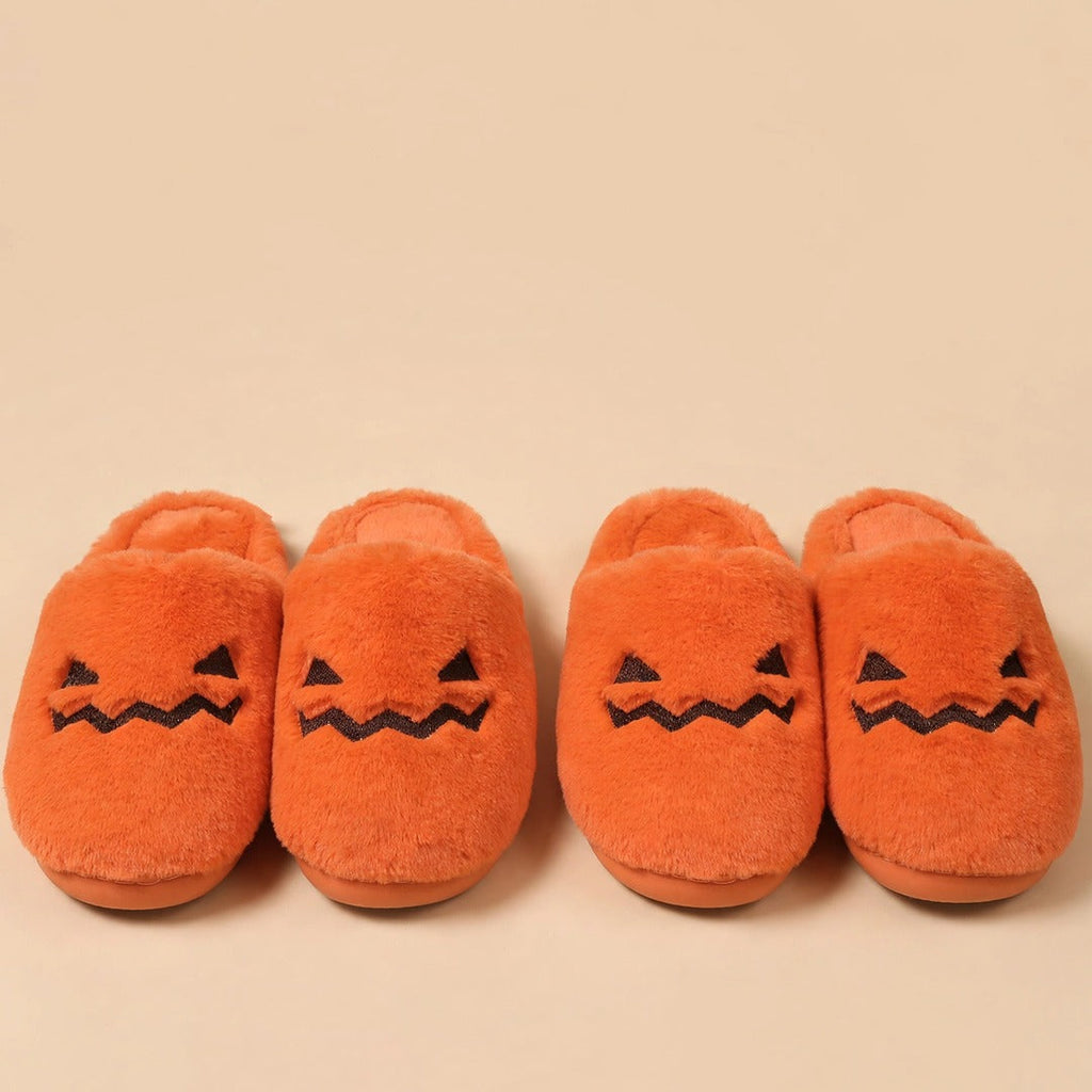 Pumpkin plush slippers 2-pack bundle - two pairs