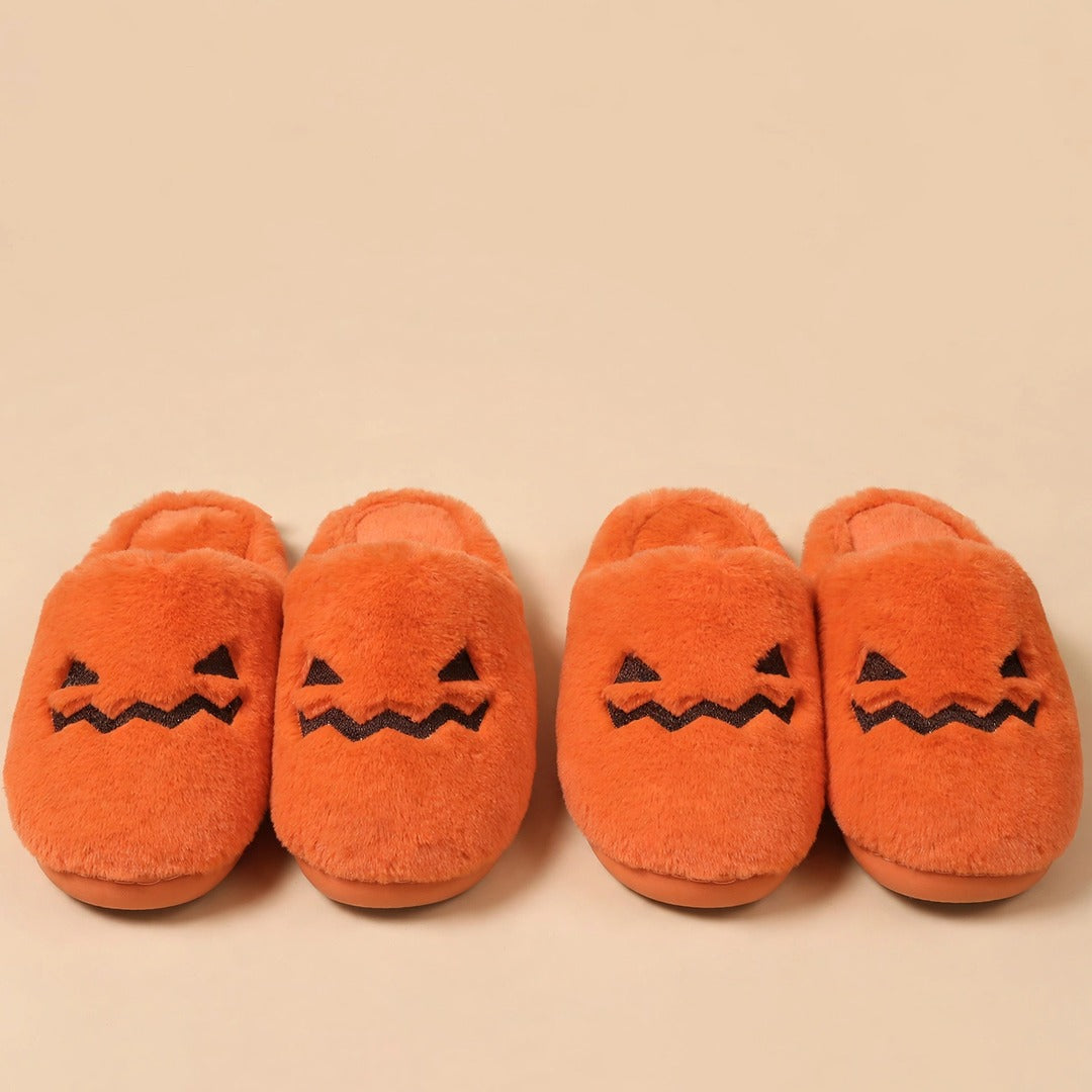 Pumpkin plush slippers 2-pack bundle - two pairs