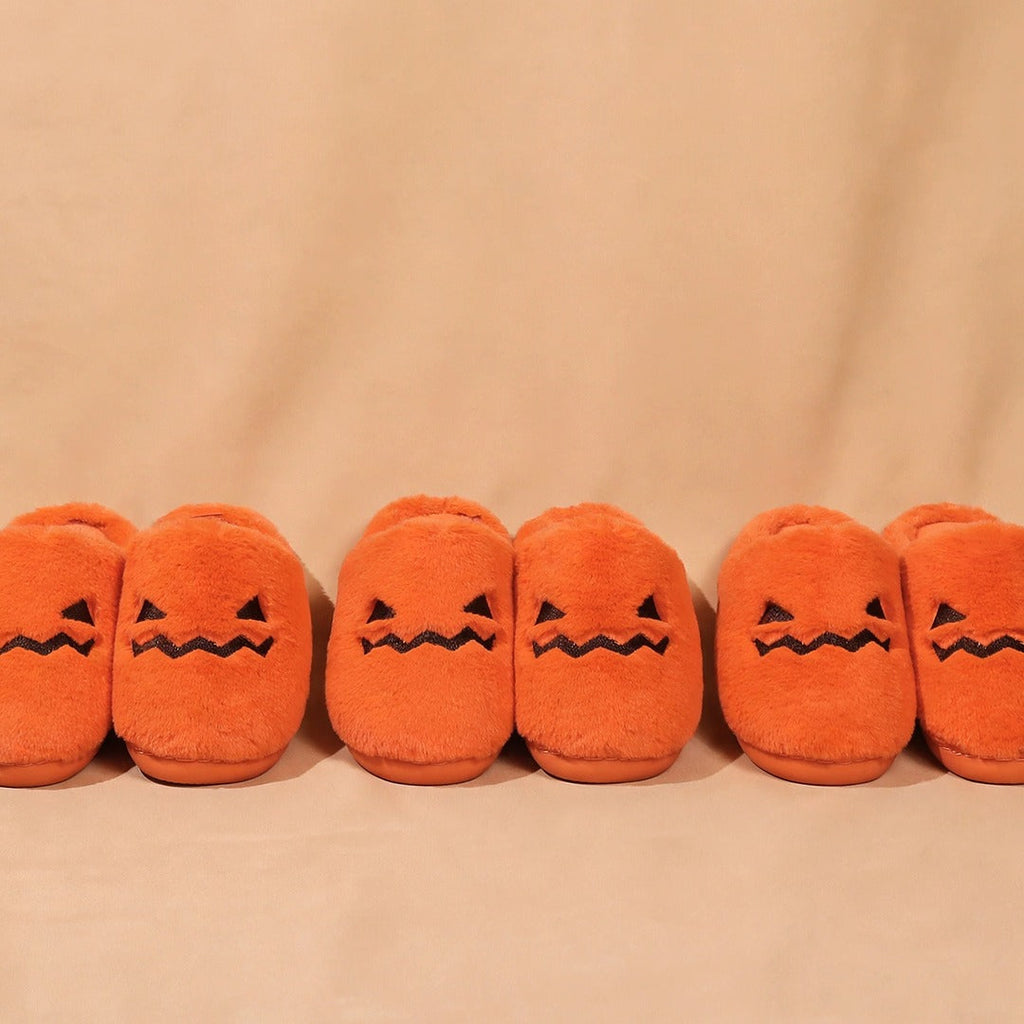 Pumpkin plush slippers 3-pack bundle - three pairs
