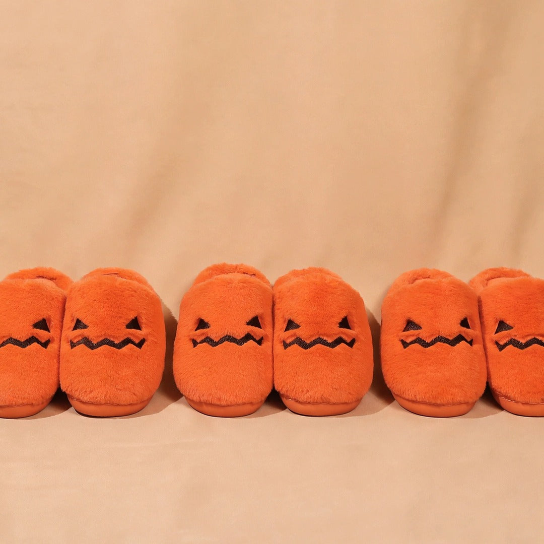 Pumpkin plush slippers 3-pack bundle - three pairs