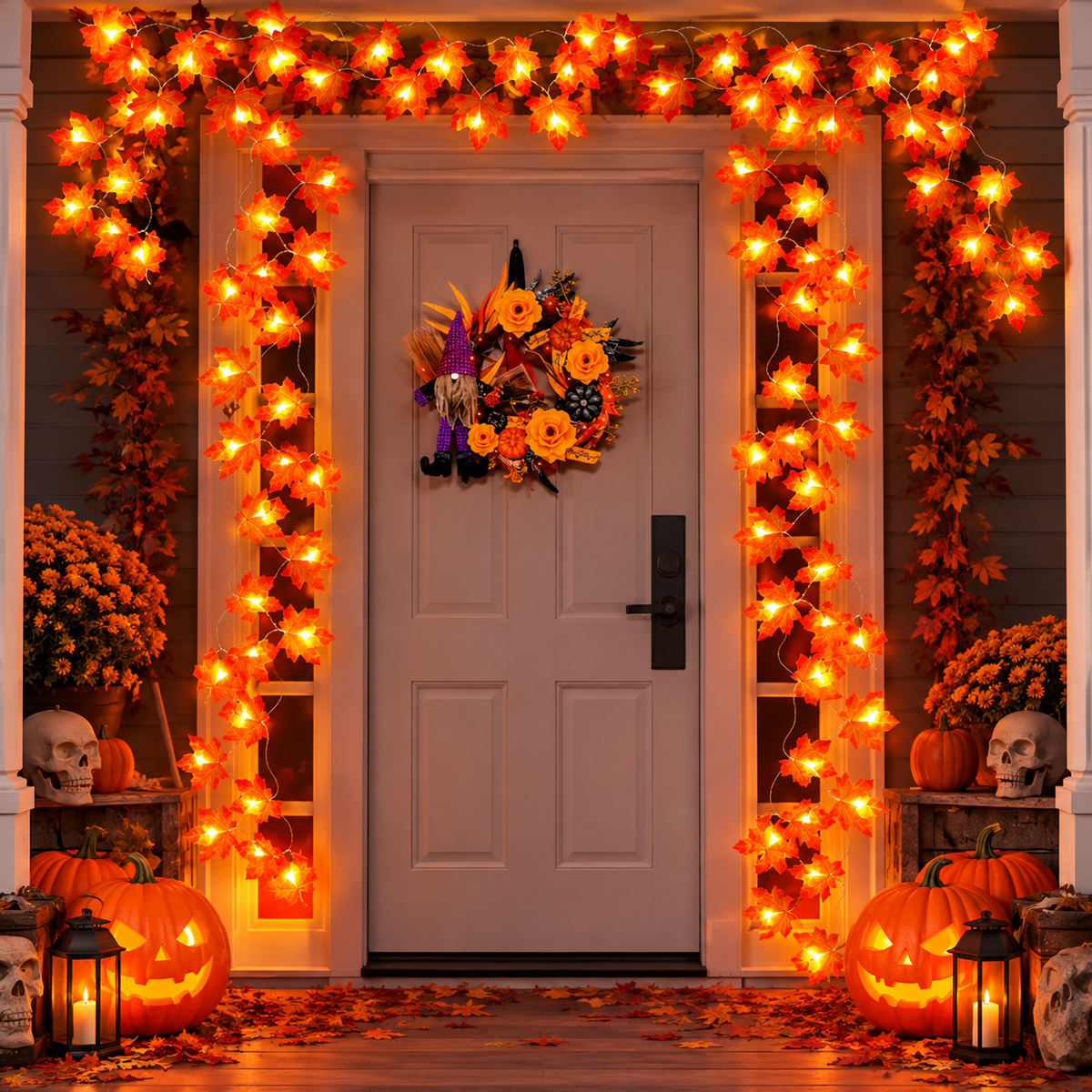Glowy™ Halloween Maple Leaf LED Garland