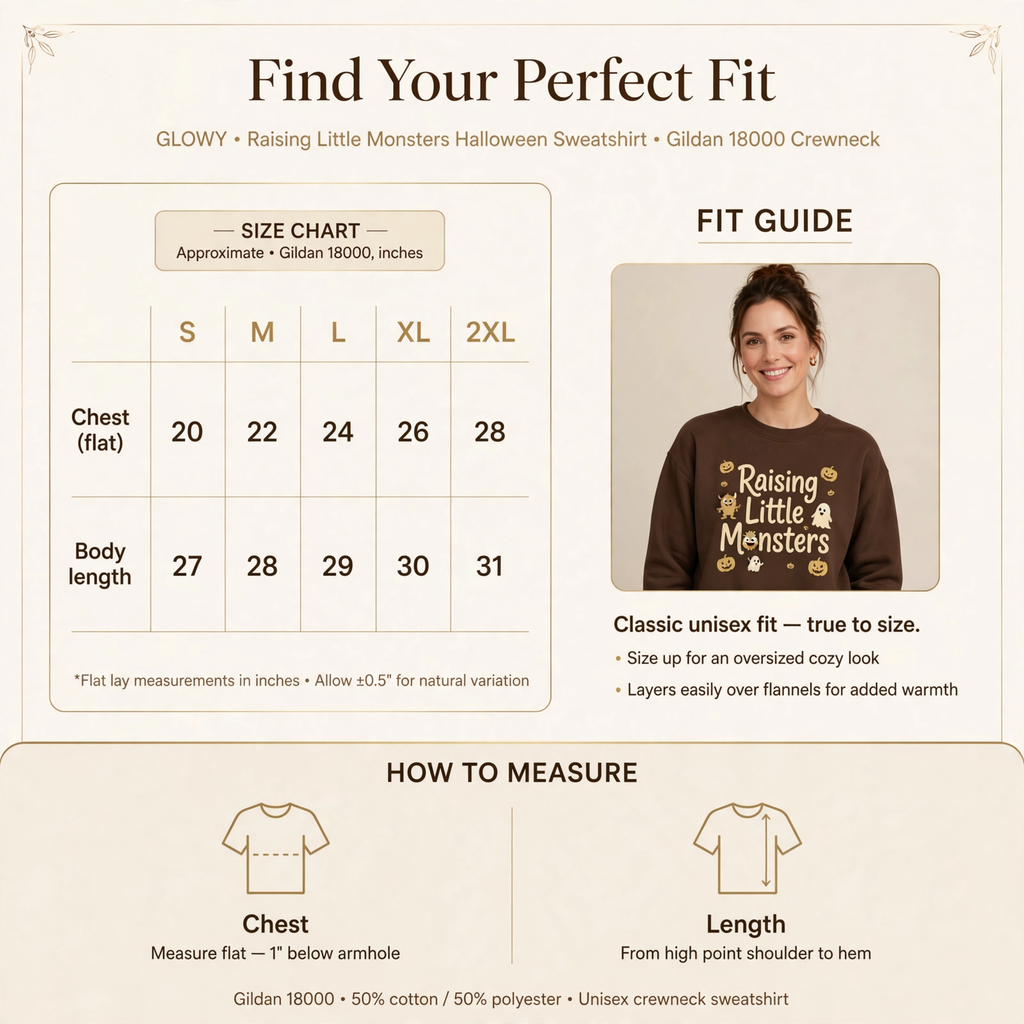 Raising Little Monsters – size chart + fit guide