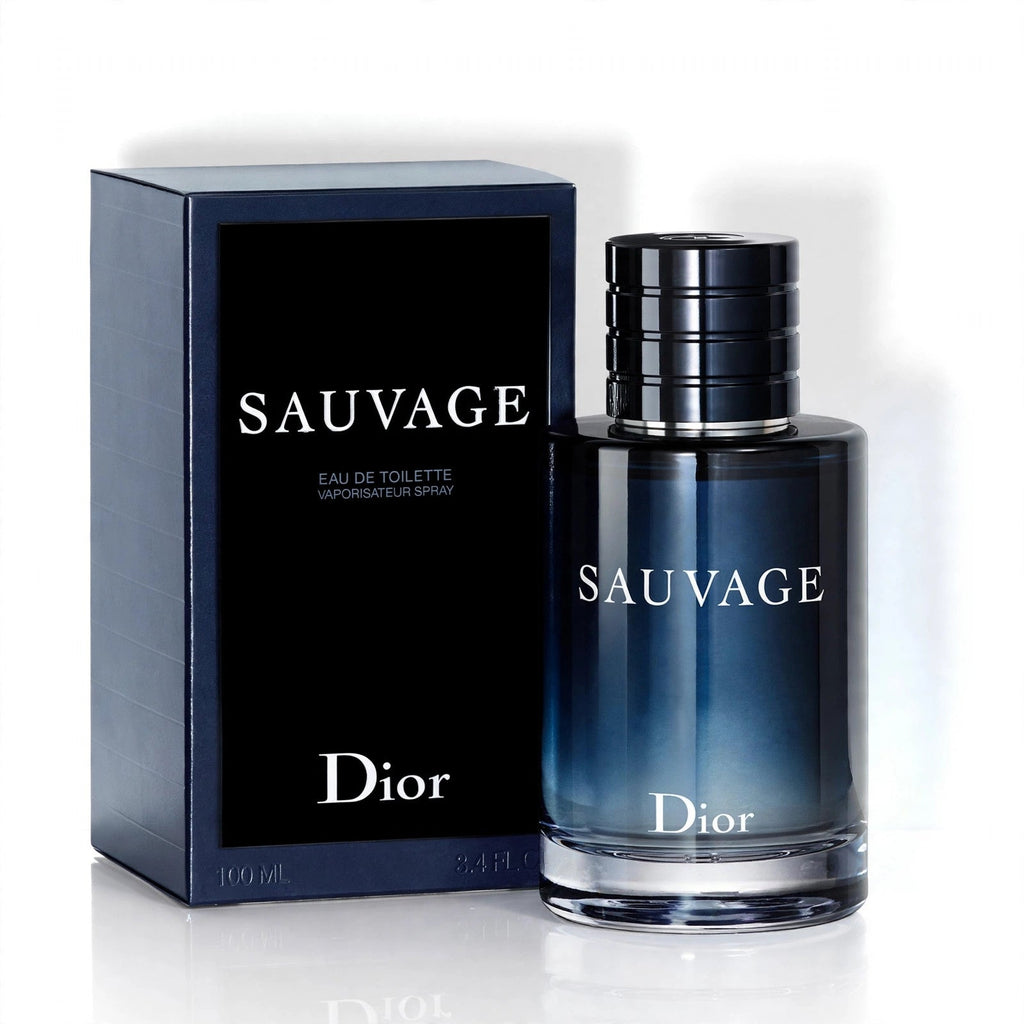 Dior Sauvage Eau de Toilette 100ml bottle and box on white background