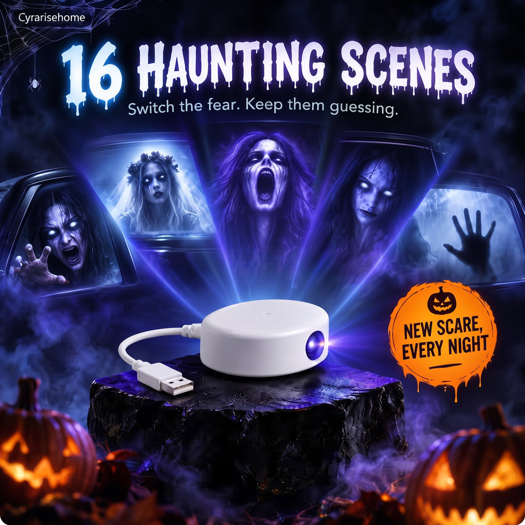 Glowy™ Halloween Ghost Window Projector – 360° Adjustable USB Spooky Light Decor